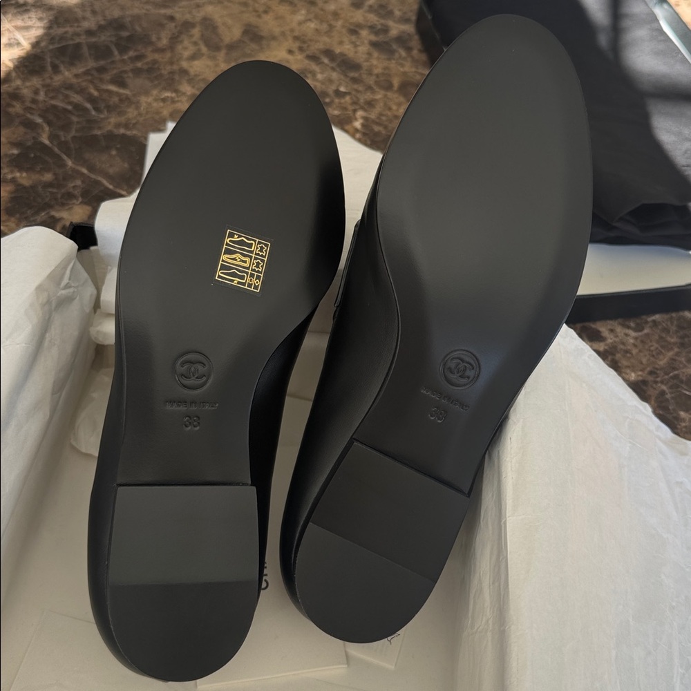Chanel 24a black lambskin leather classic mocassins loafers flats sz 38 - Picture 8 of 10